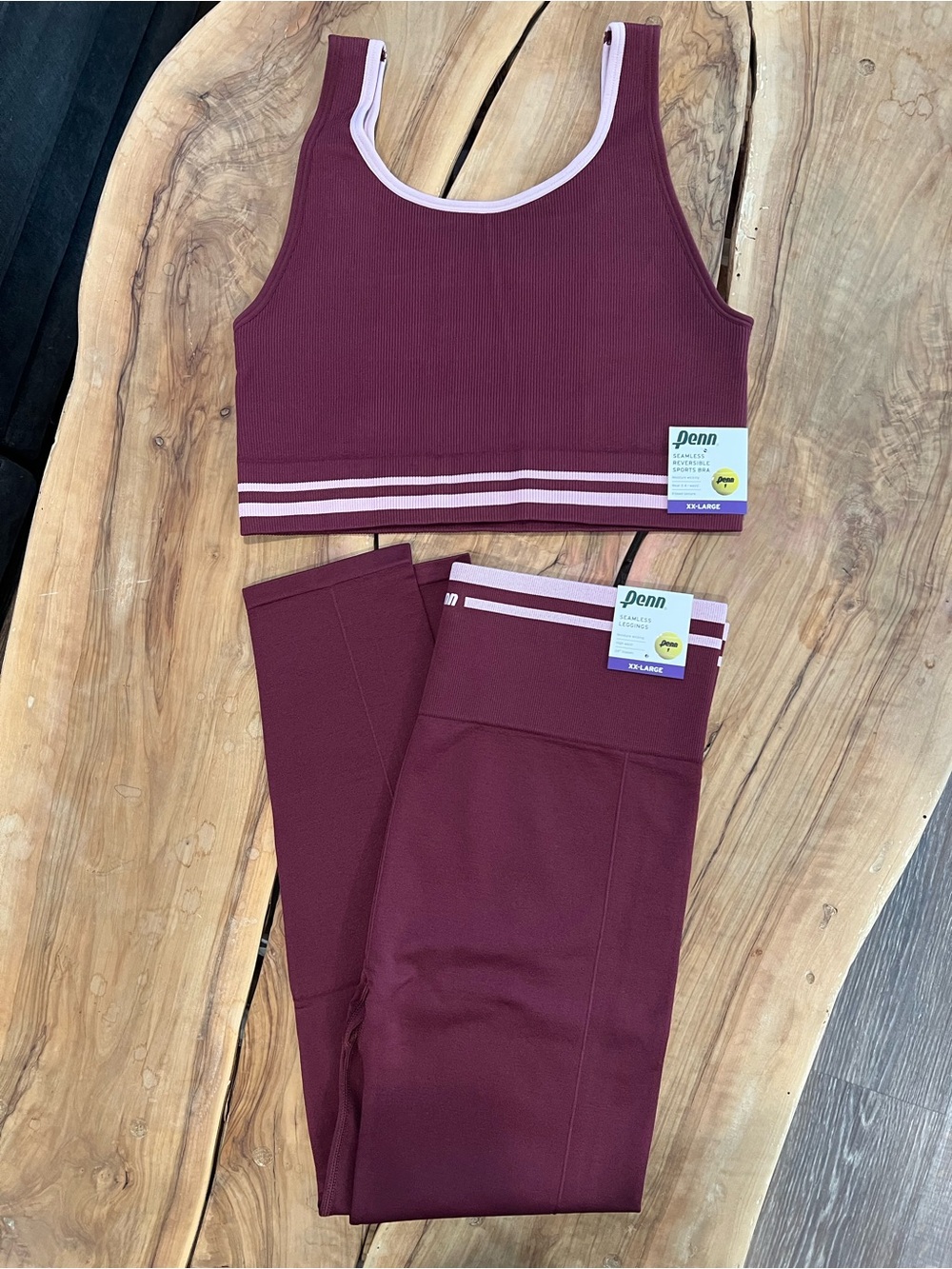 Penn Activewear Burgundy Sports Bra & Leggings Set
